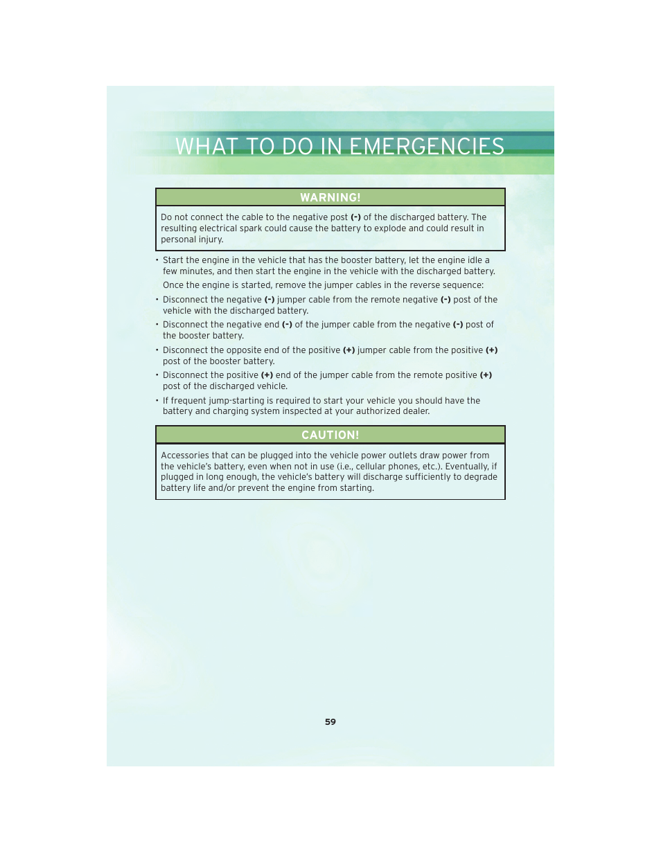 Towing a disabled vehicle, What to do in emergencies | Chrysler 2010 300 SRT - User Guide User Manual | Page 61 / 88