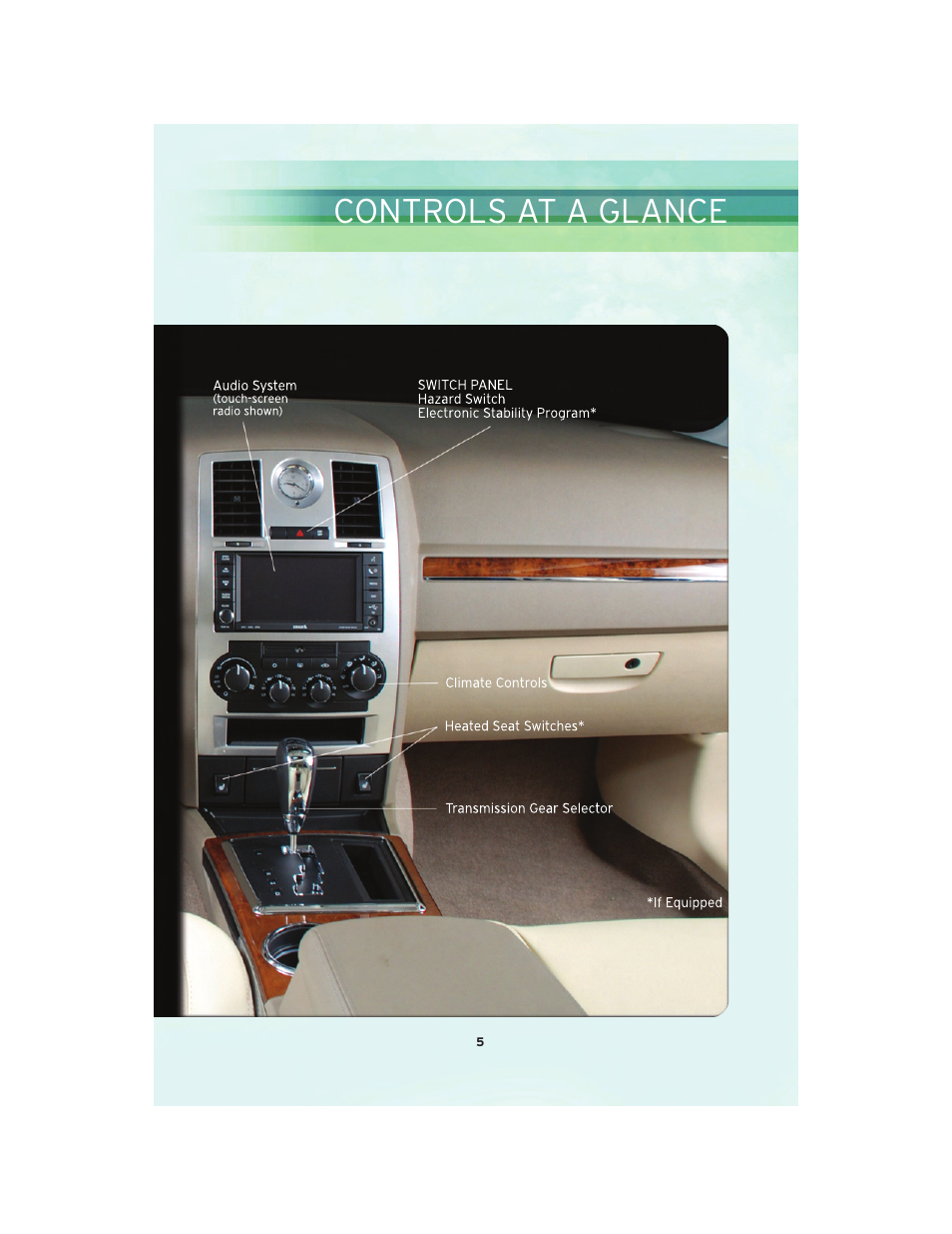 Controls at a glance | Chrysler 2010 300 SRT - User Guide User Manual | Page 7 / 88