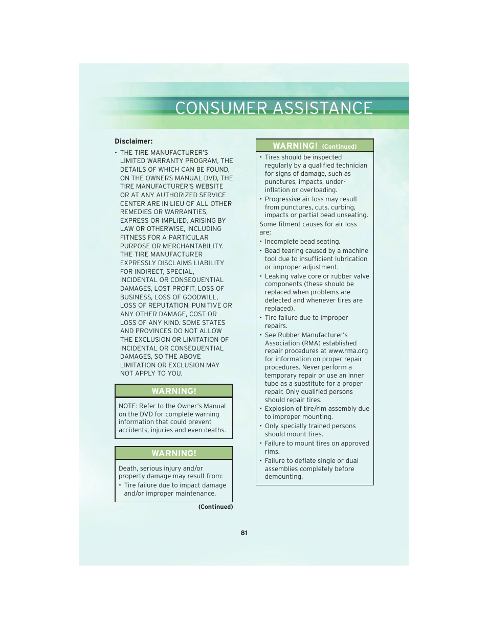 Consumer assistance | Chrysler 2010 300 SRT - User Guide User Manual | Page 83 / 88