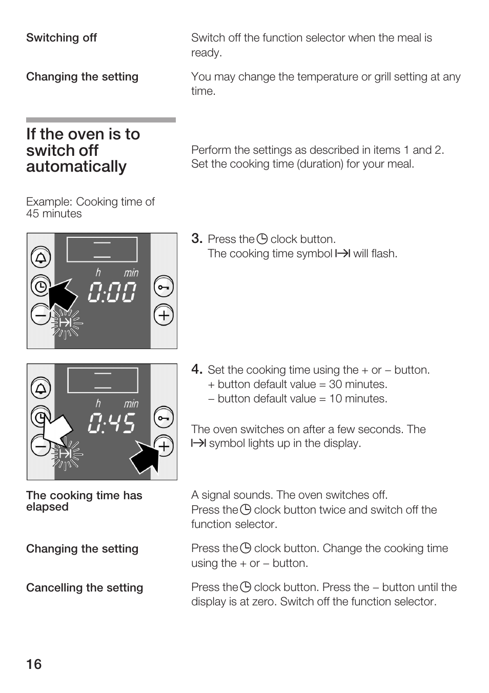 If the oven is to switch off automatically | Bosch HBN 5405.0 A User Manual | Page 16 / 48