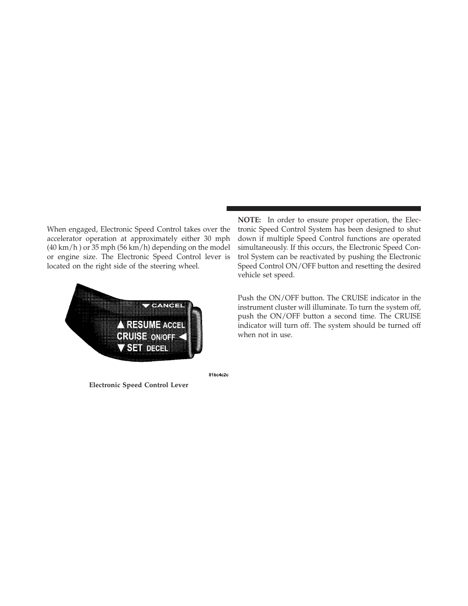 Electronic speed control — if equipped, To activate | Chrysler 2010 PT Cruiser - Owner Manual User Manual | Page 113 / 368