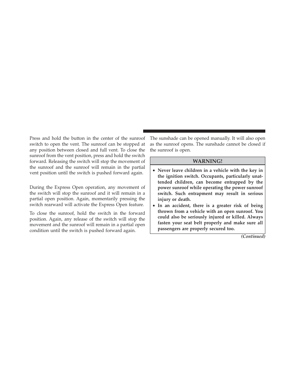 Express-open feature | Chrysler 2010 PT Cruiser - Owner Manual User Manual | Page 123 / 368