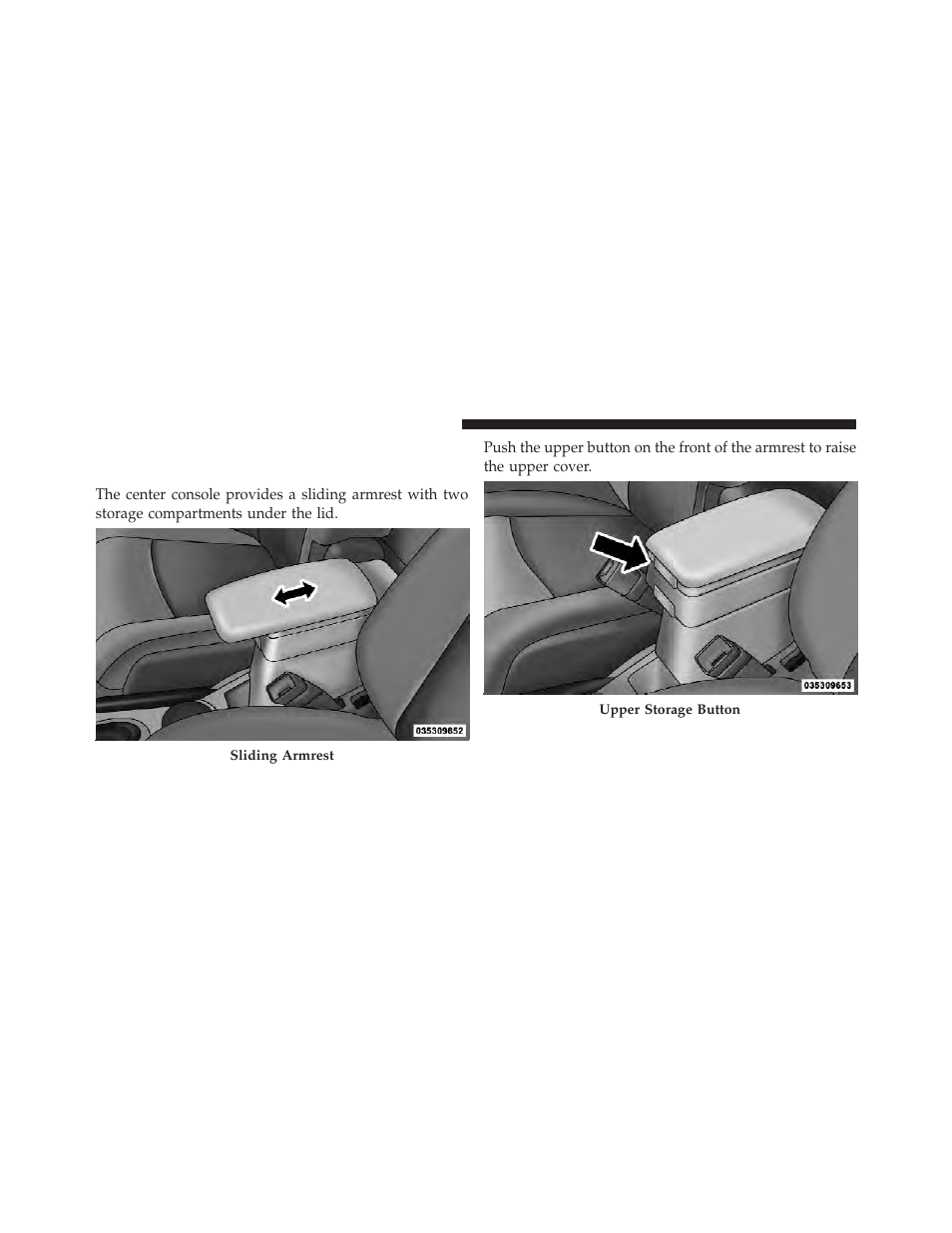 Storage, Center console/armrest storage bin | Chrysler 2010 PT Cruiser - Owner Manual User Manual | Page 127 / 368