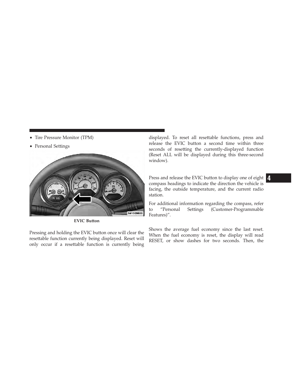 To reset the display, Compass/temperature/audio, Average fuel economy | Chrysler 2010 PT Cruiser - Owner Manual User Manual | Page 162 / 368