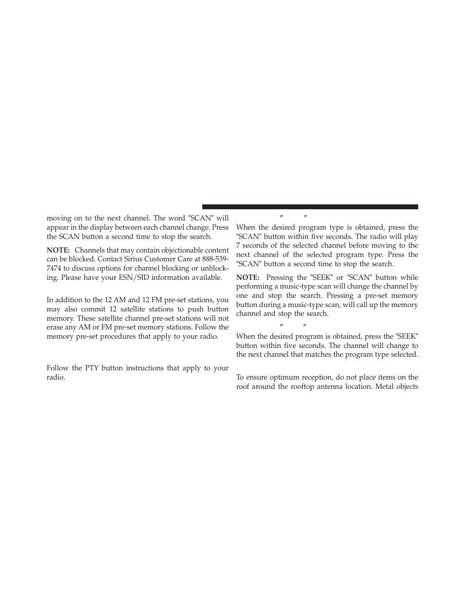 Storing and selecting pre-set channels, Using the pty (program type) button (if equipped), Pty button "scan | Pty button "seek, Satellite antenna | Chrysler 2010 PT Cruiser - Owner Manual User Manual | Page 179 / 368