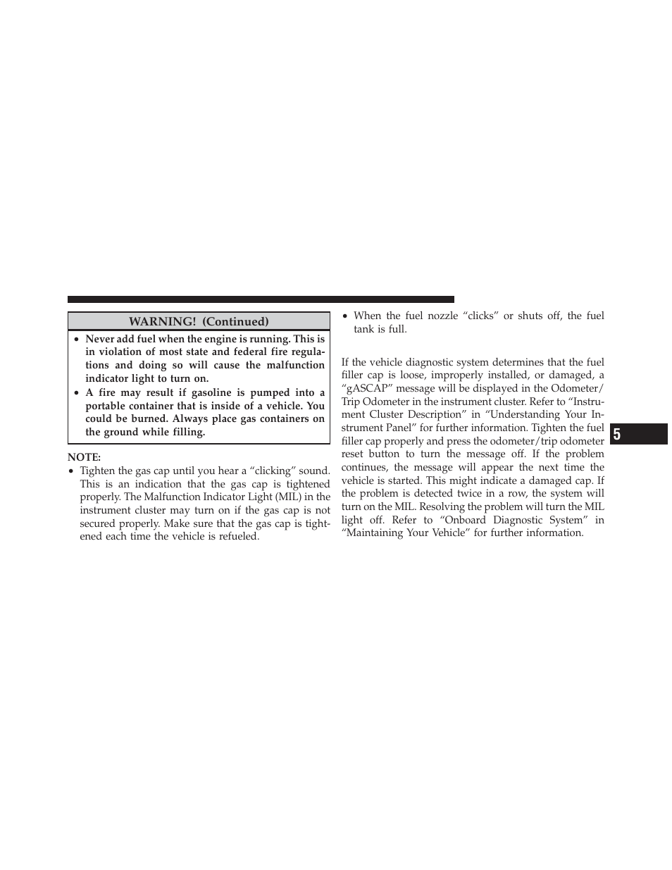 Loose fuel filler cap message | Chrysler 2010 PT Cruiser - Owner Manual User Manual | Page 244 / 368