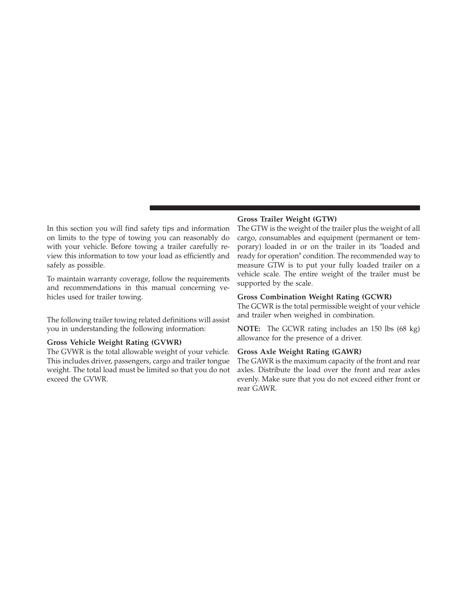 Trailer towing, Common towing definitions | Chrysler 2010 PT Cruiser - Owner Manual User Manual | Page 247 / 368