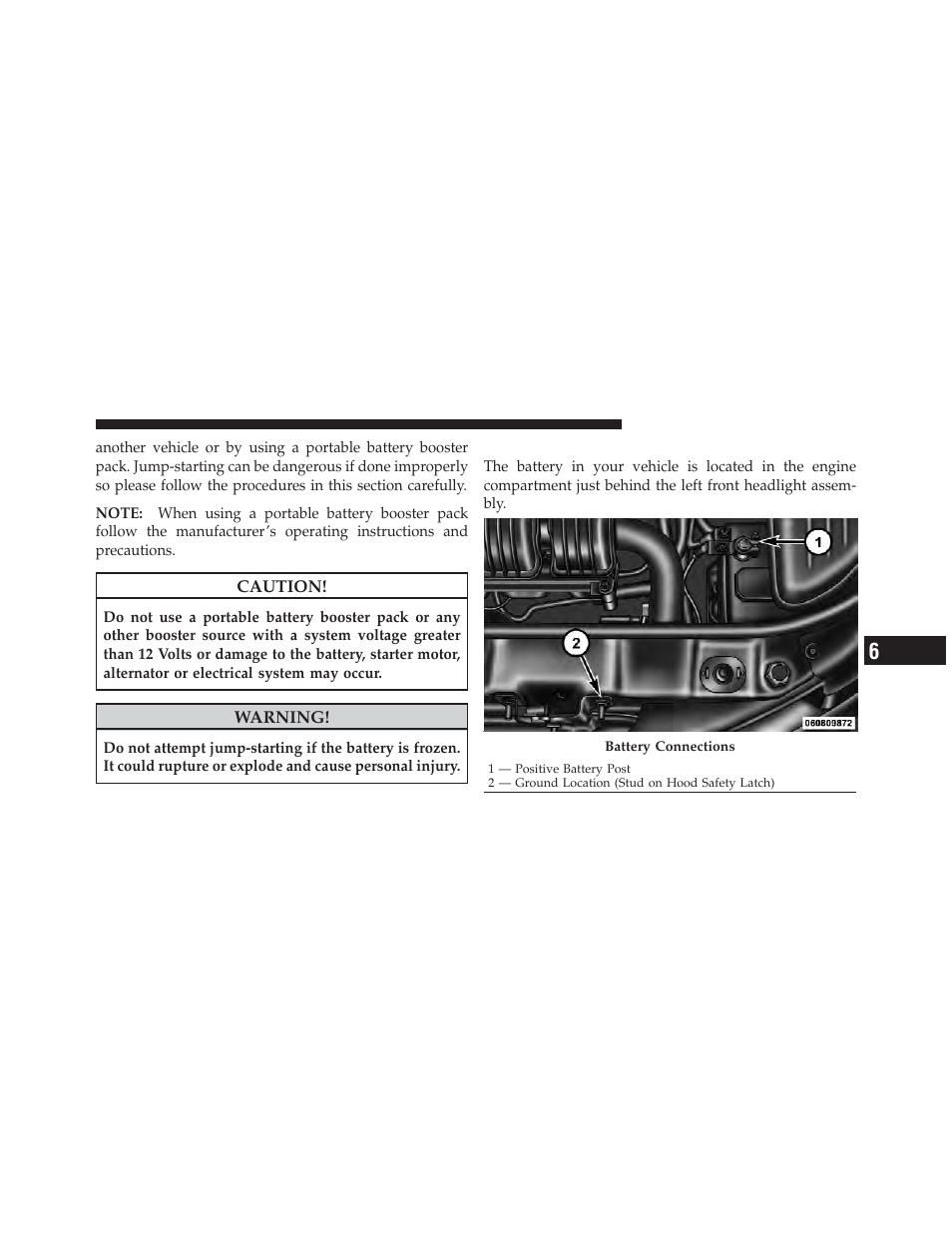 Preparations for jump-start | Chrysler 2010 PT Cruiser - Owner Manual User Manual | Page 270 / 368