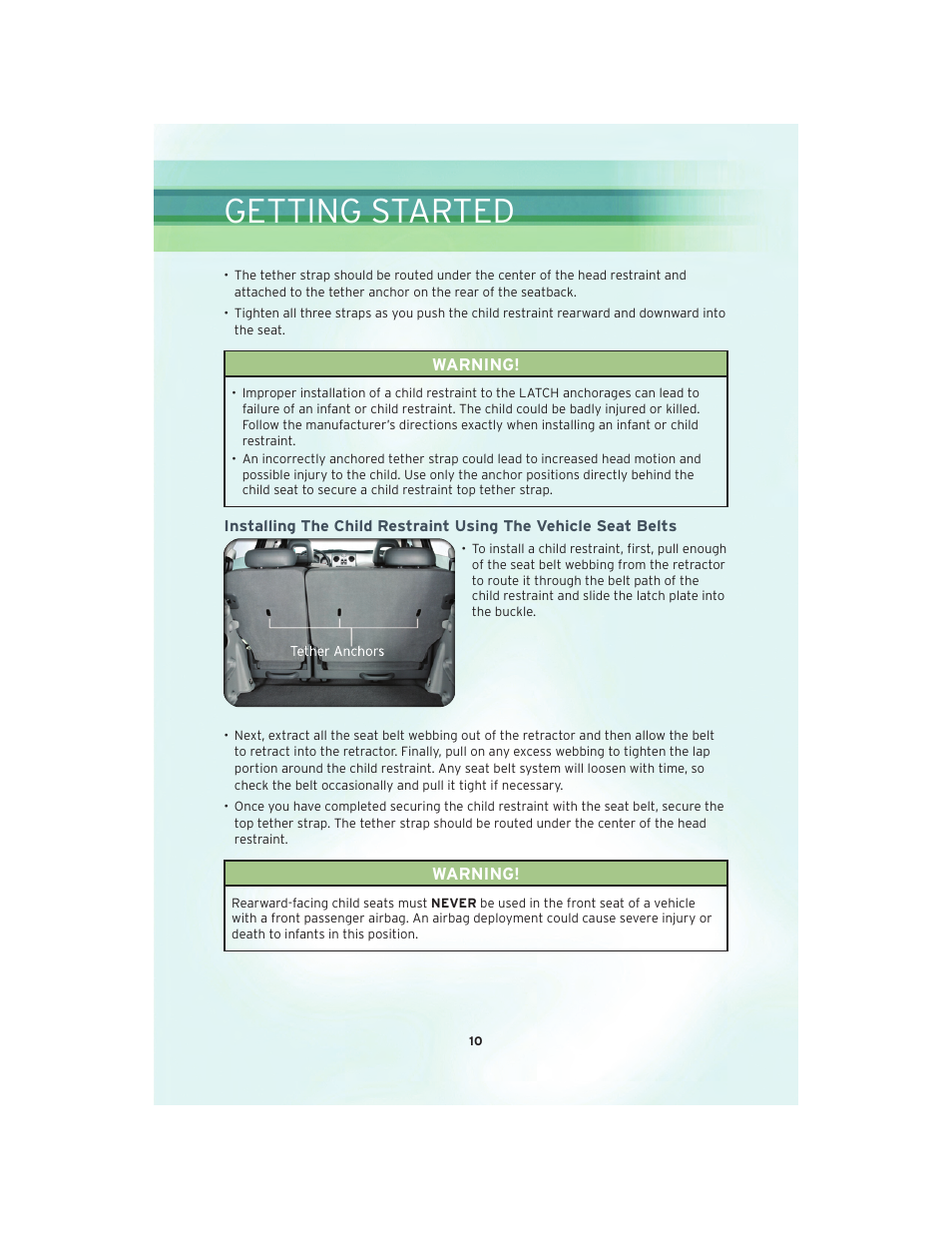 Getting started | Chrysler 2010 PT Cruiser - User Guide User Manual | Page 12 / 60