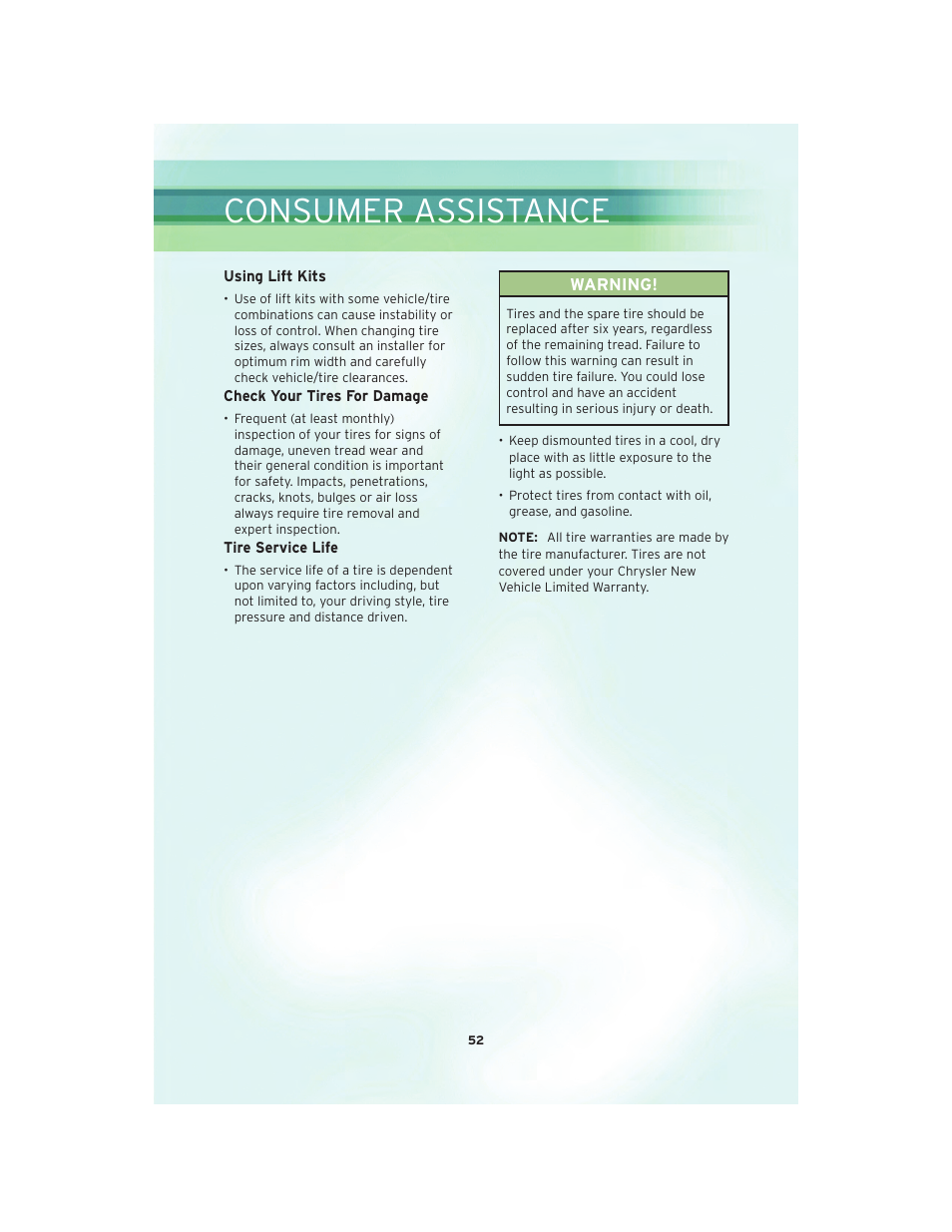 Consumer assistance | Chrysler 2010 PT Cruiser - User Guide User Manual | Page 54 / 60