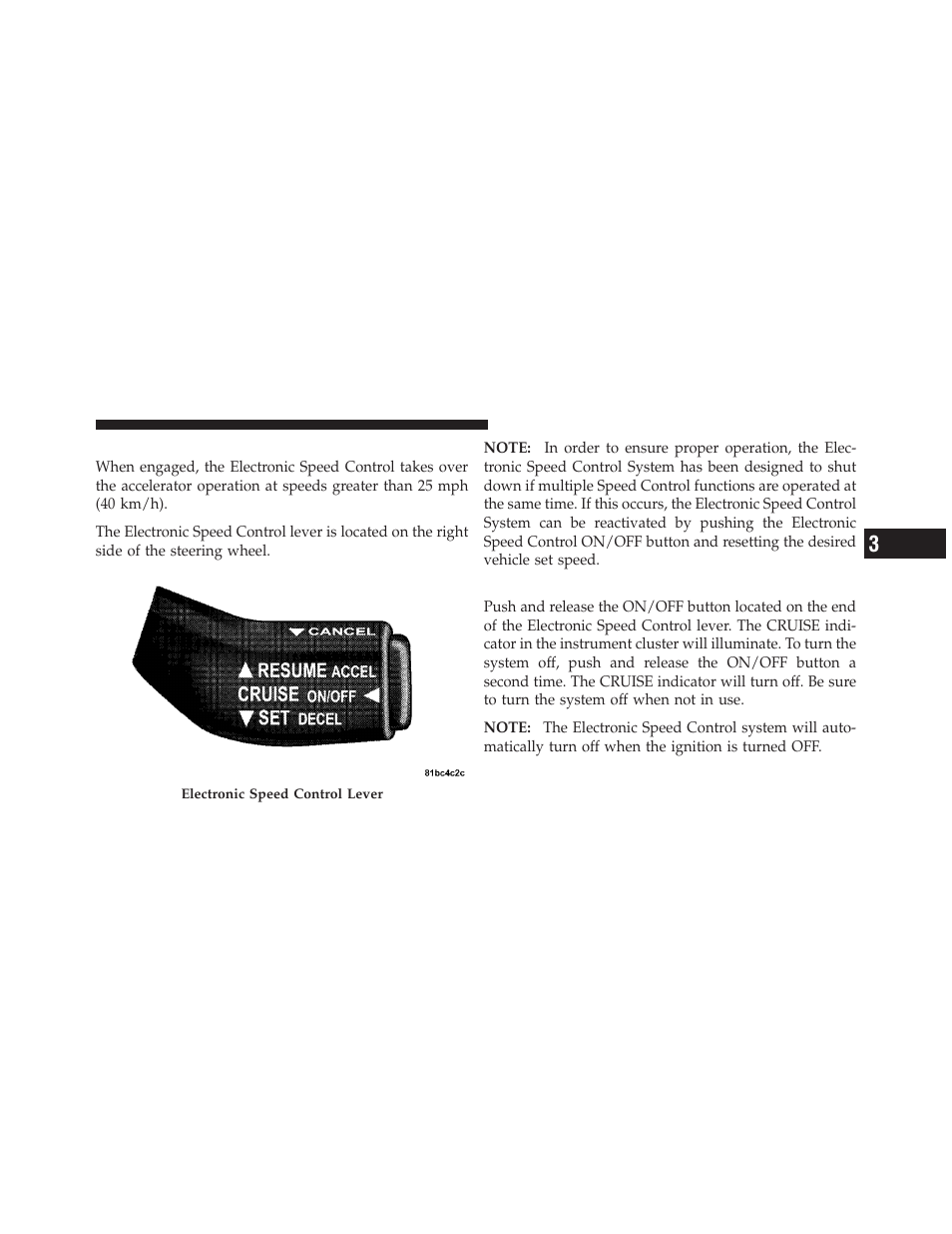 Electronic speed control, To activate | Chrysler 2010 Sebring - Owner Manual User Manual | Page 118 / 444
