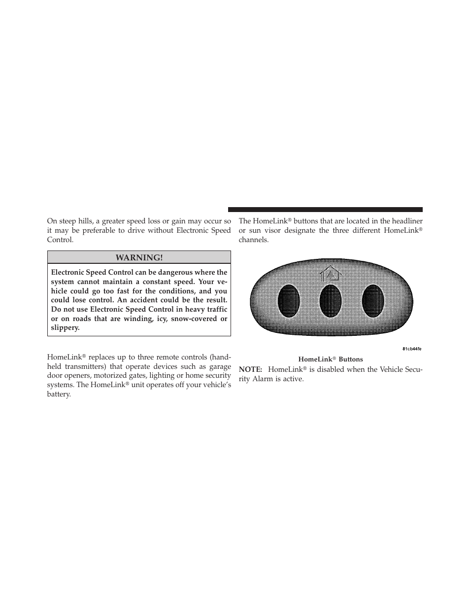 Garage door opener — if equipped | Chrysler 2010 Sebring - Owner Manual User Manual | Page 121 / 444