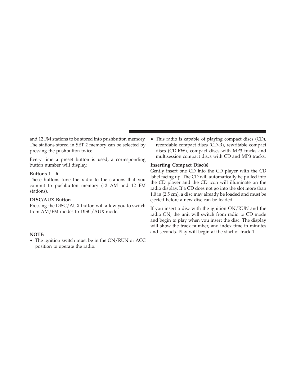Operation instructions — cd mode for cd, And mp3 audio play | Chrysler 2010 Sebring - Owner Manual User Manual | Page 205 / 444