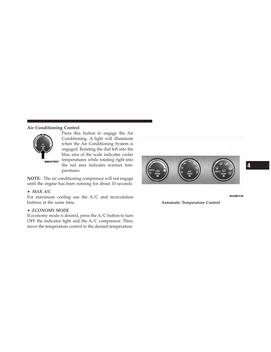 Automatic temperature control (atc) — if equipped, Automatic temperature control (atc), If equipped | Chrysler 2010 Sebring - Owner Manual User Manual | Page 224 / 444
