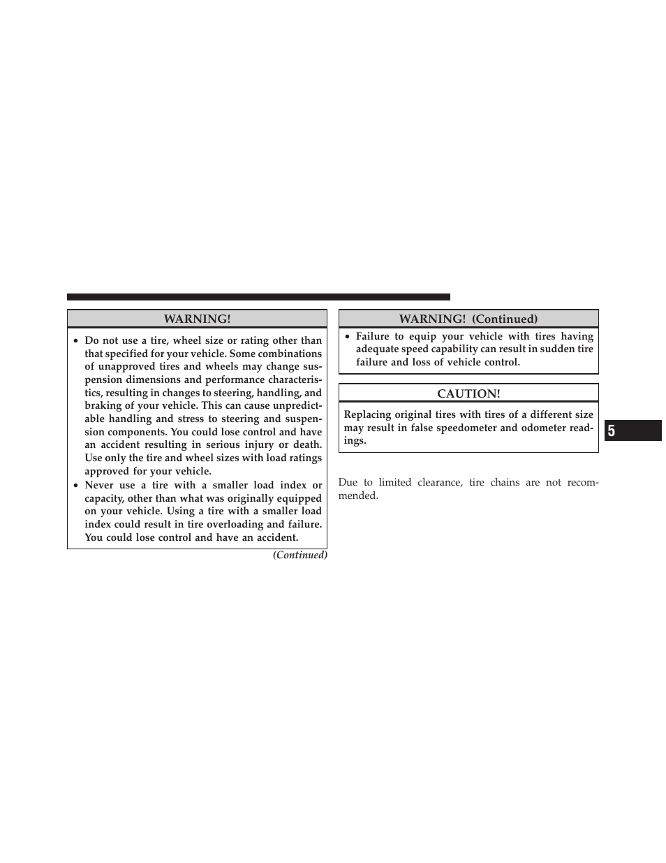 Tire chains | Chrysler 2010 Sebring - Owner Manual User Manual | Page 284 / 444