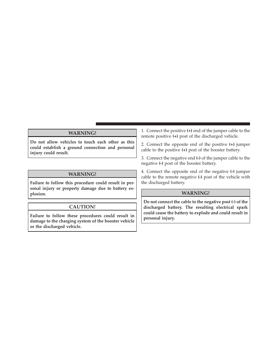 Jump-starting procedure | Chrysler 2010 Sebring - Owner Manual User Manual | Page 333 / 444