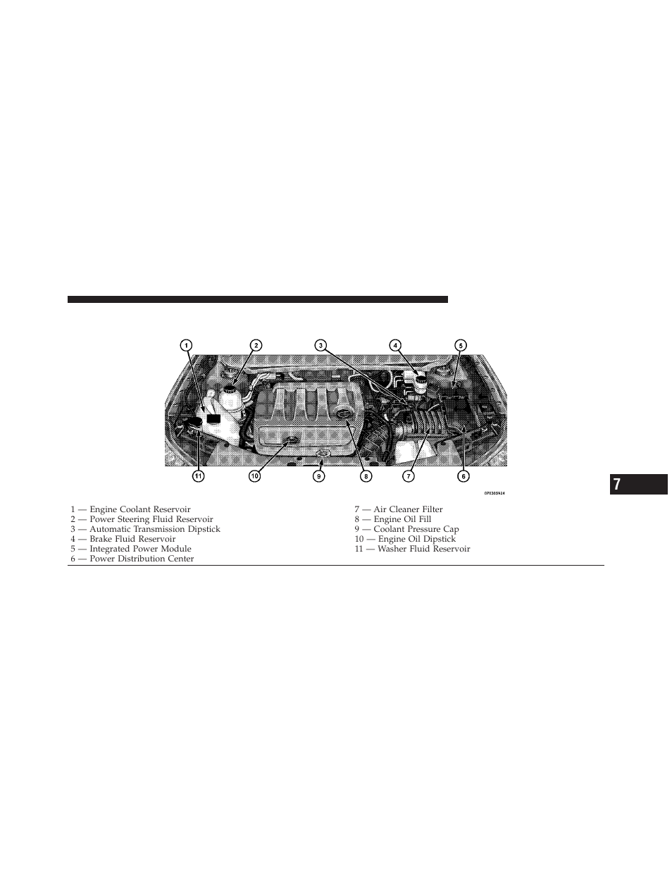 Engine compartment — 2.4l | Chrysler 2010 Sebring - Owner Manual User Manual | Page 342 / 444