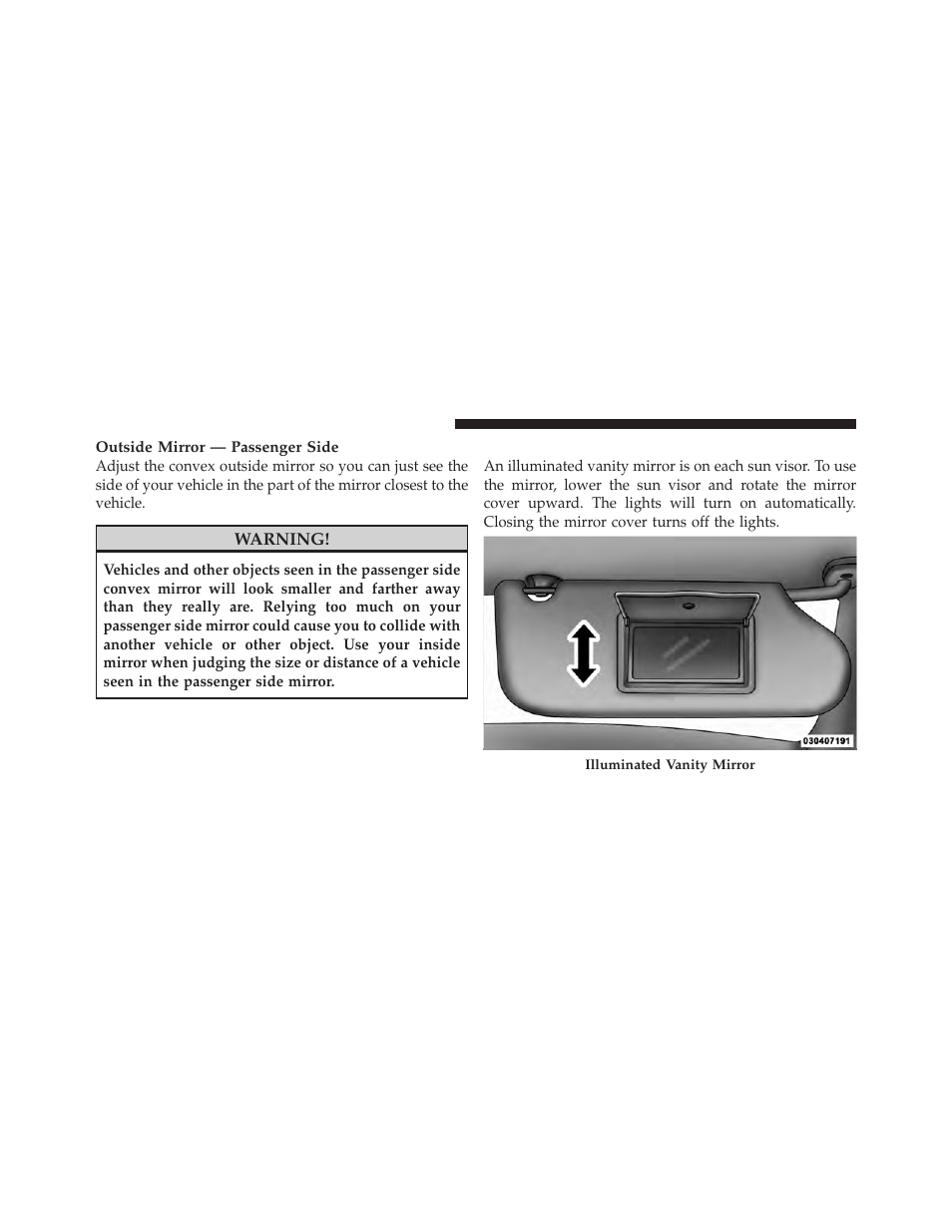 Illuminated vanity mirrors — if equipped | Chrysler 2010 Sebring - Owner Manual User Manual | Page 93 / 444