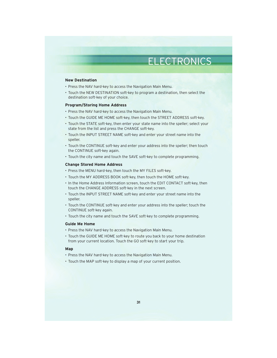 Electronics | Chrysler 2010 Sebring Convertible - User Guide User Manual | Page 33 / 76