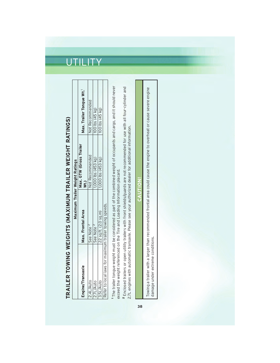 Utility, Ca ution | Chrysler 2010 Sebring Convertible - User Guide User Manual | Page 40 / 76