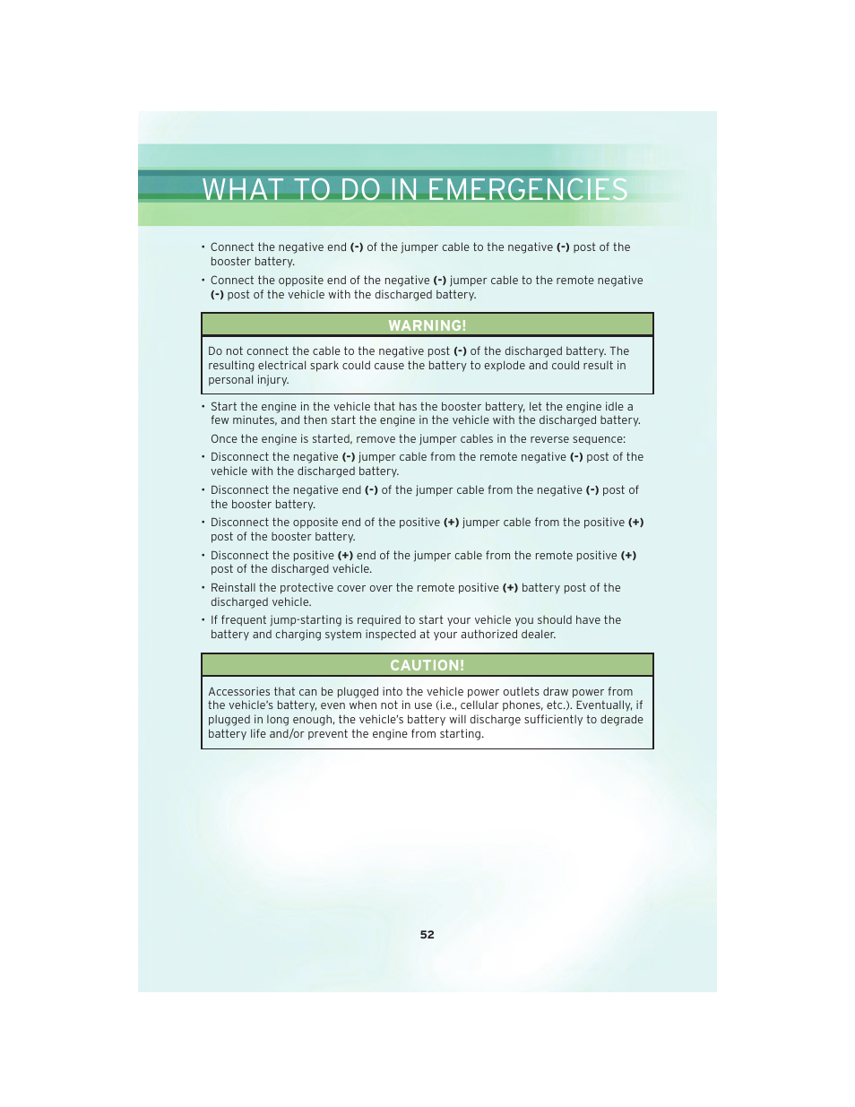 Towing a disabled vehicle, What to do in emergencies | Chrysler 2010 Sebring Convertible - User Guide User Manual | Page 54 / 76