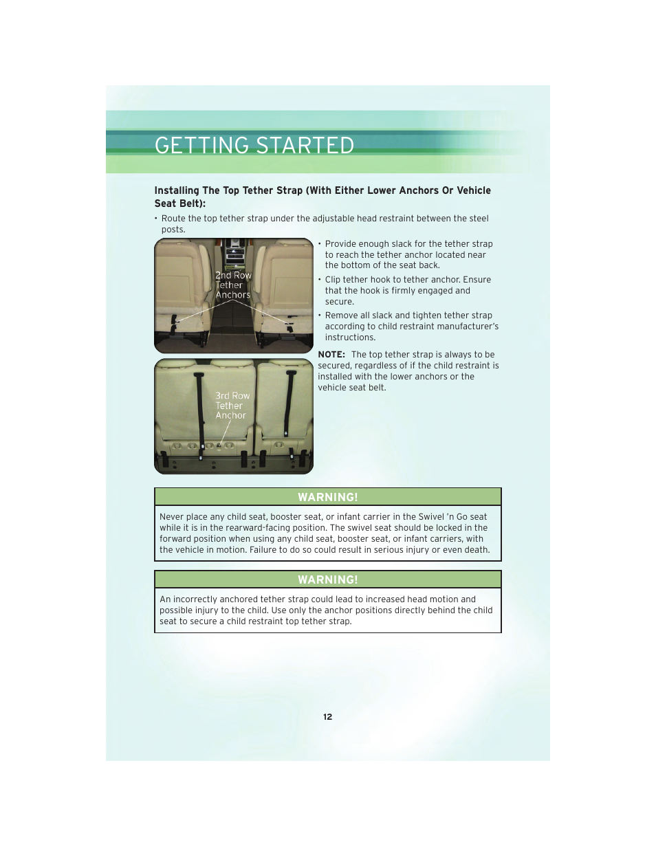 Getting started | Chrysler 2010 Country - User Guide User Manual | Page 14 / 92