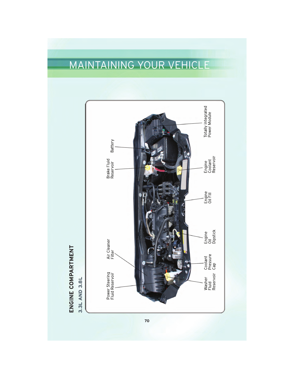3l and 3.8l, Maintaining your vehicle | Chrysler 2010 Country - User Guide User Manual | Page 72 / 92