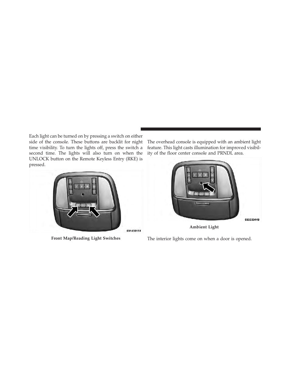 Ambient light, Interior lights | Chrysler 2011 300 - Owner Manual User Manual | Page 172 / 536