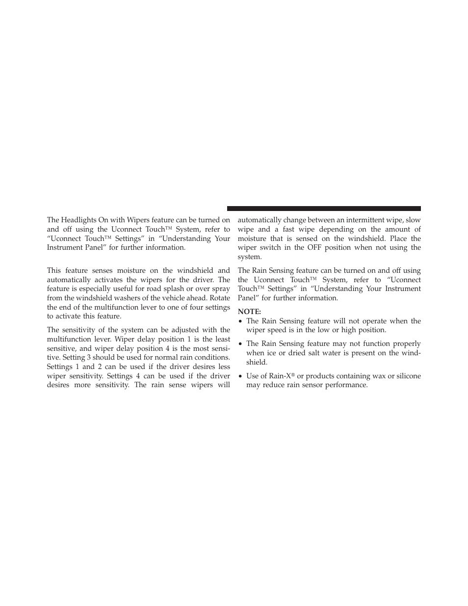 Rain sensing wipers — if equipped | Chrysler 2011 300 - Owner Manual User Manual | Page 178 / 536