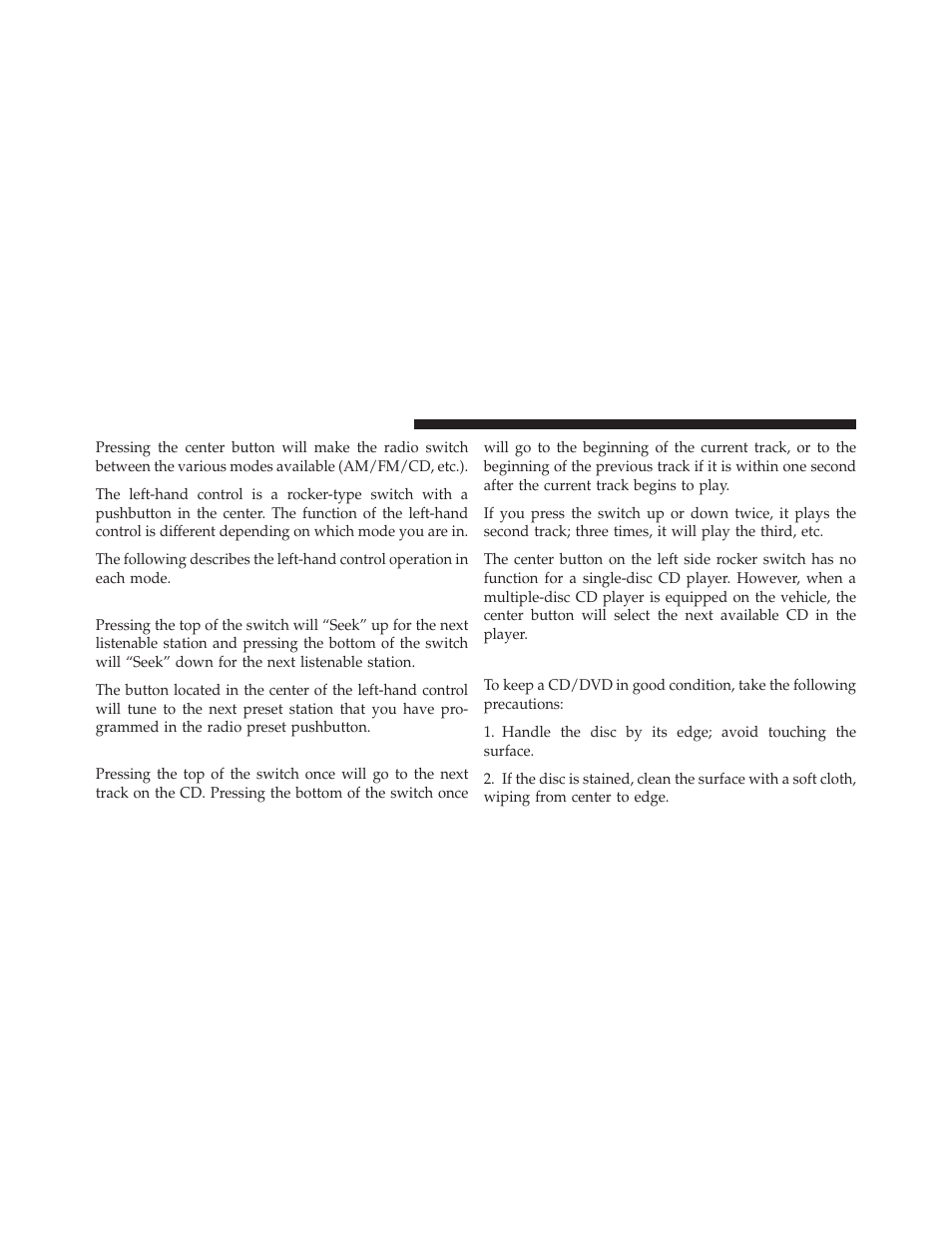 Radio operation, Cd player, Cd/dvd disc maintenance | Chrysler 2011 300 - Owner Manual User Manual | Page 302 / 536