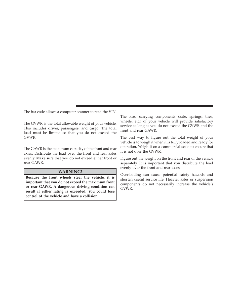 Gross vehicle weight rating (gvwr), Gross axle weight rating (gawr), Overloading | Chrysler 2011 300 - Owner Manual User Manual | Page 394 / 536