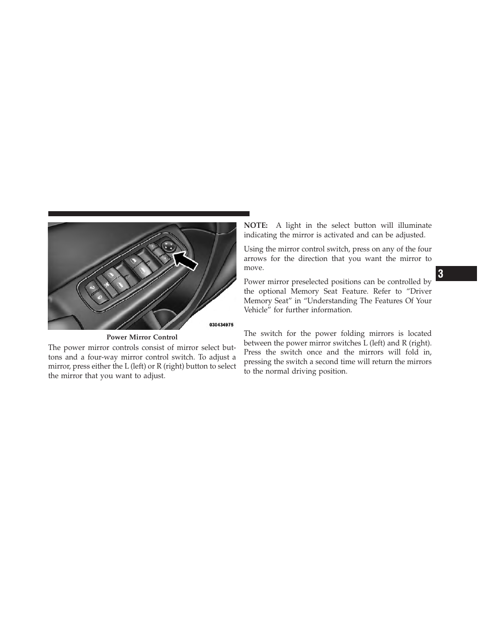 Power folding outside mirrors — if equipped, Power folding outside mirrors — if, Equipped | Chrysler 2011 300 - Owner Manual User Manual | Page 99 / 536