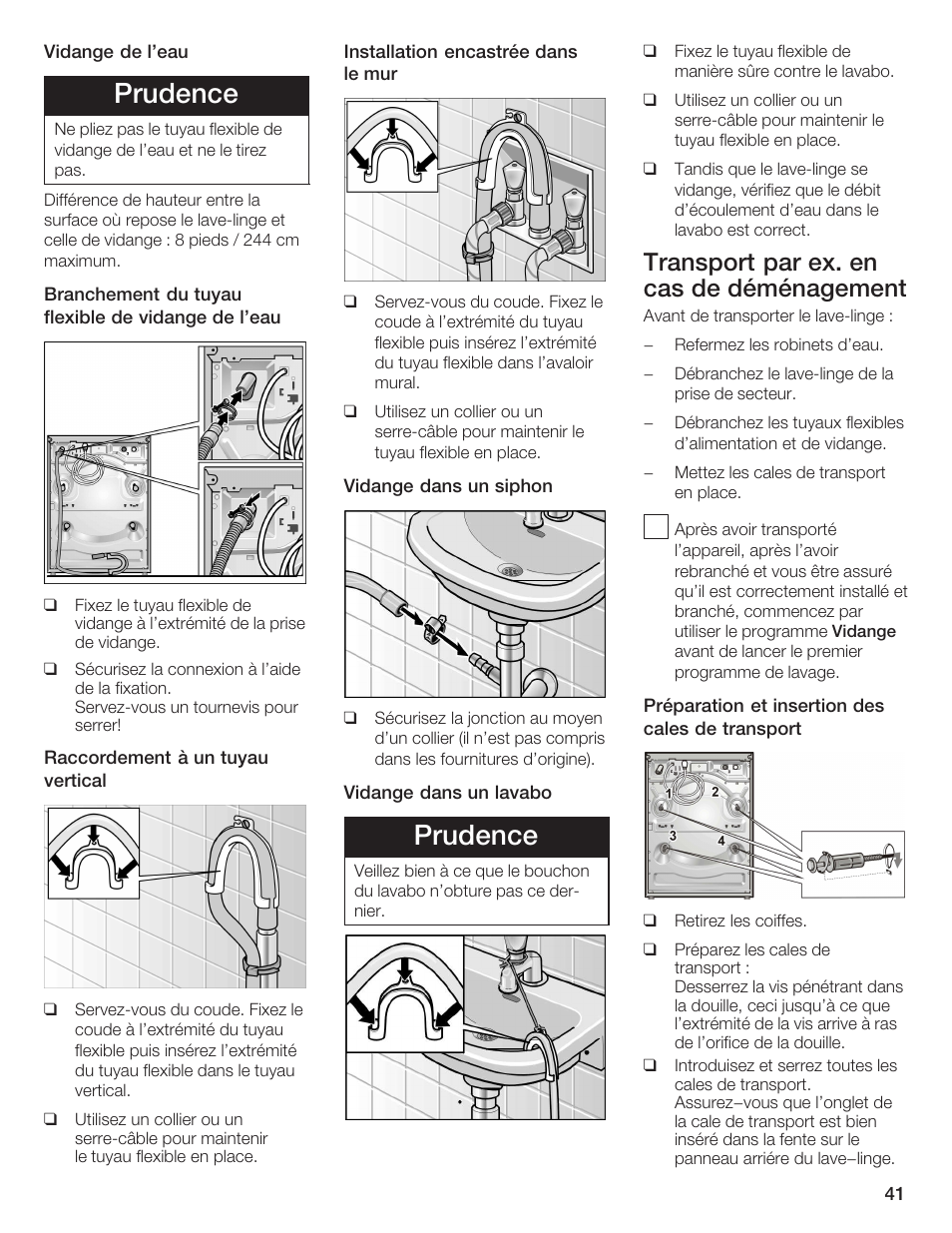 Prudence, Transport par ex. en cas de déménagement | Bosch Nexxt DLX User Manual | Page 41 / 93