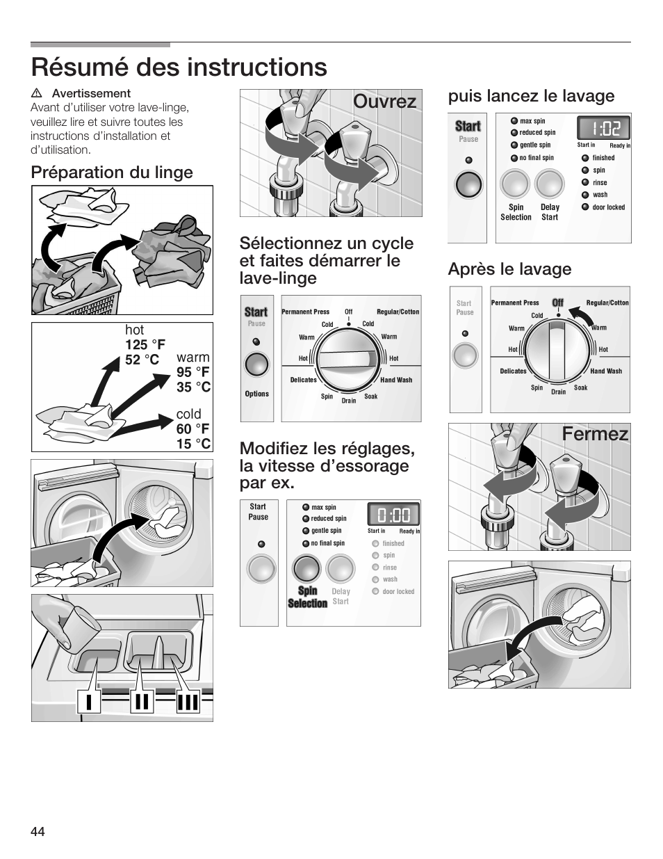 Résumé des instructions | Bosch Nexxt DLX User Manual | Page 44 / 93