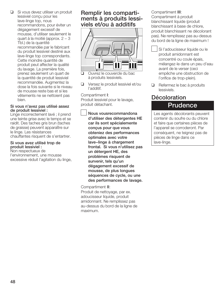 Prudence, Décoloration | Bosch Nexxt DLX User Manual | Page 48 / 93