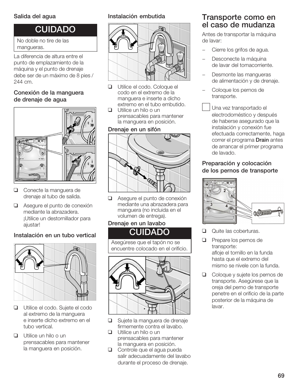 Cuidado, Transporte como en elăcaso de mudanza | Bosch Nexxt DLX User Manual | Page 72 / 93