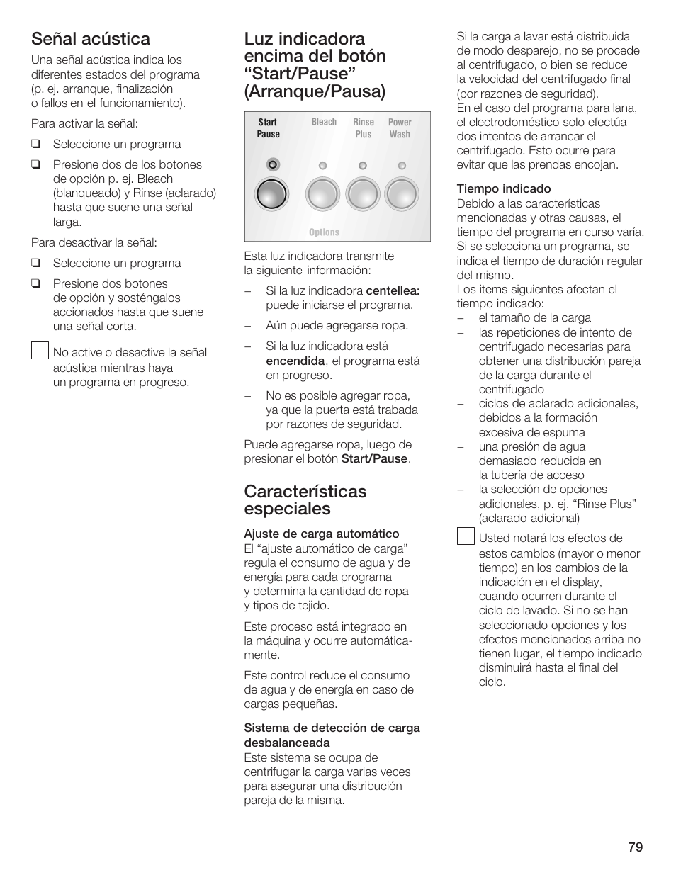 Señal acústica, Características especiales | Bosch Nexxt DLX User Manual | Page 82 / 93