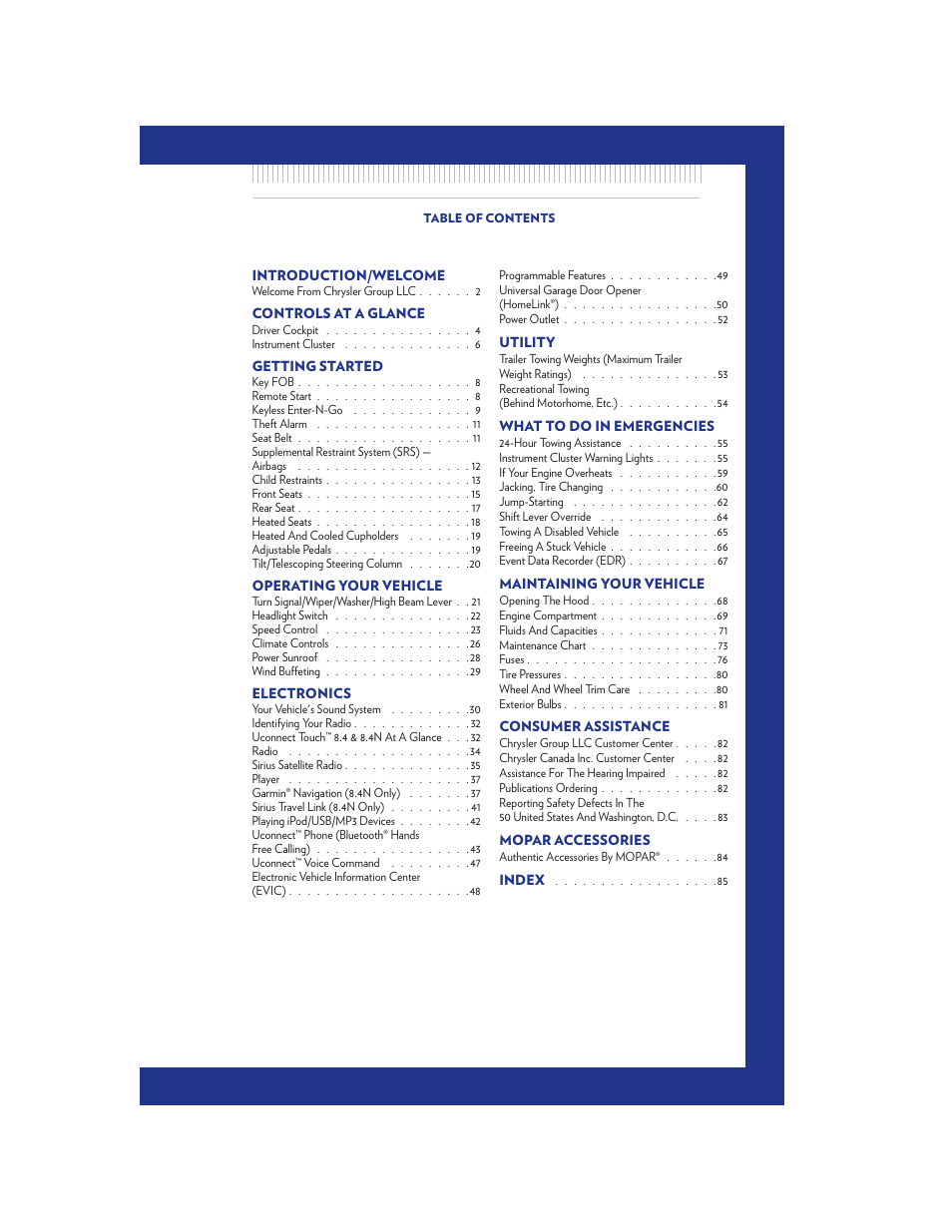 Chrysler 2011 300 SRT - User Guide User Manual | Page 3 / 92