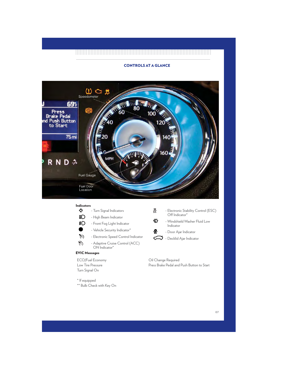 Indicators, Evic messages | Chrysler 2011 300 SRT - User Guide User Manual | Page 9 / 92