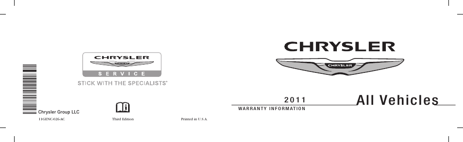 Chrysler 2011 Country - Warranty Guide User Manual | 44 pages