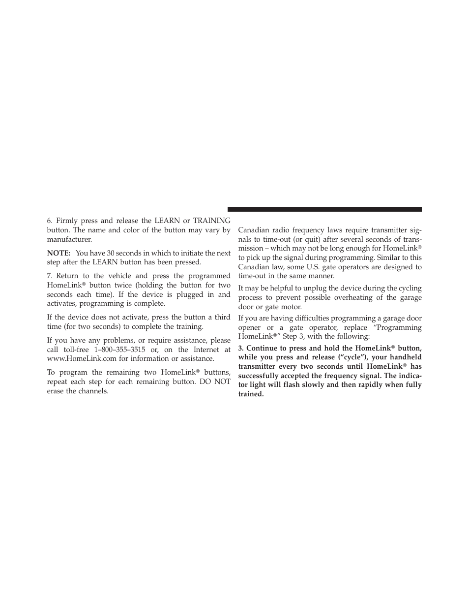 Gate operator/canadian programming | Chrysler 2011 200 - Owner Manual User Manual | Page 166 / 490