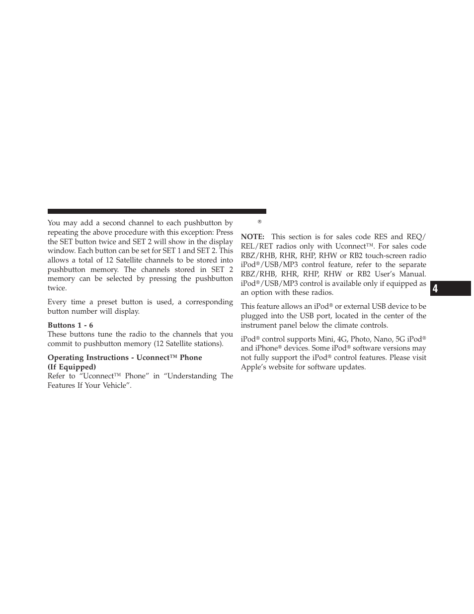 Ipodĥ/usb/mp3 control — if equipped, Ipod௡/usb/mp3 control — if equipped | Chrysler 2011 200 - Owner Manual User Manual | Page 261 / 490