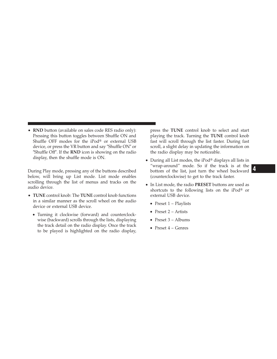 List or browse mode | Chrysler 2011 200 - Owner Manual User Manual | Page 265 / 490