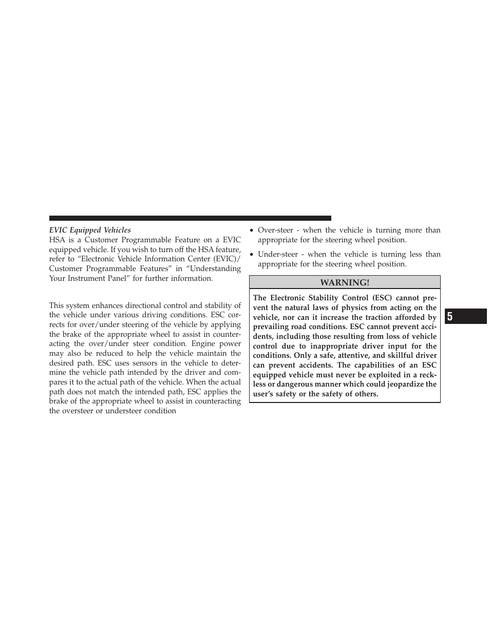 Electronic stability control (esc) | Chrysler 2011 200 - Owner Manual User Manual | Page 315 / 490