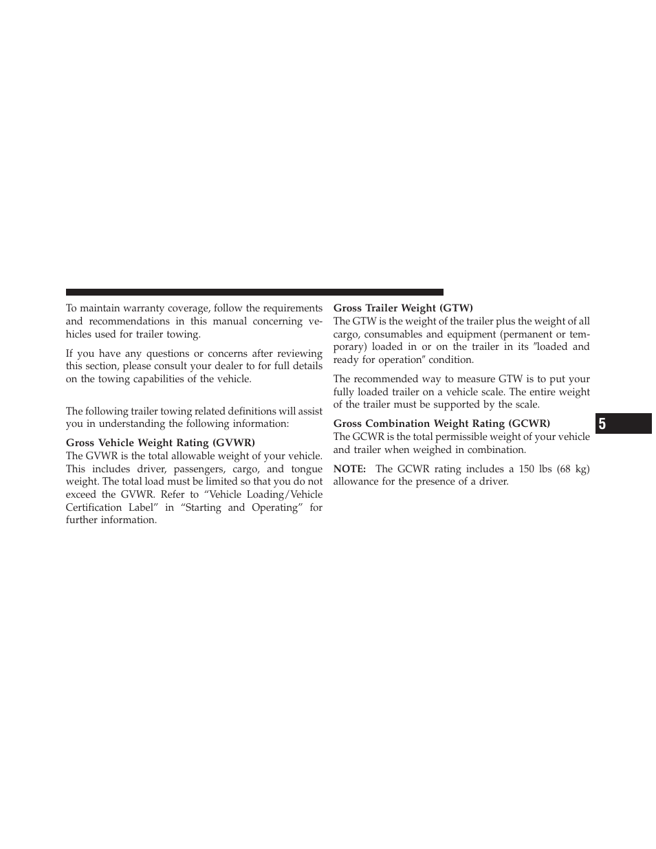 Common towing definitions | Chrysler 2011 200 - Owner Manual User Manual | Page 361 / 490