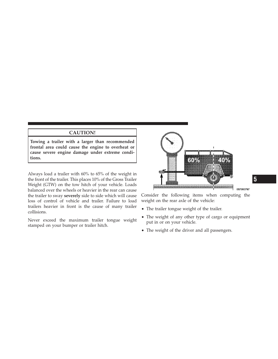Trailer and tongue weight | Chrysler 2011 200 - Owner Manual User Manual | Page 365 / 490