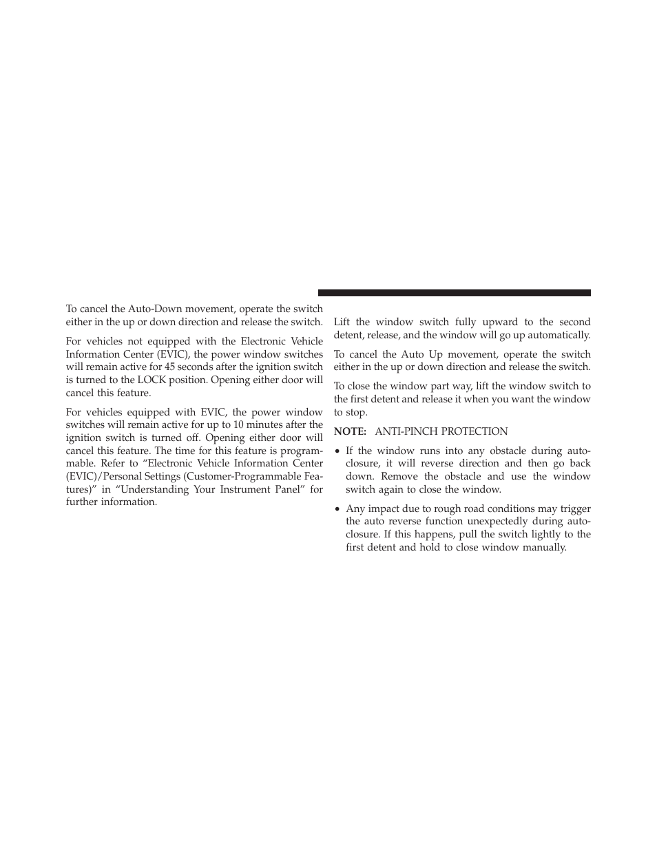 Auto window up — if equipped | Chrysler 2011 200 - Owner Manual User Manual | Page 38 / 490