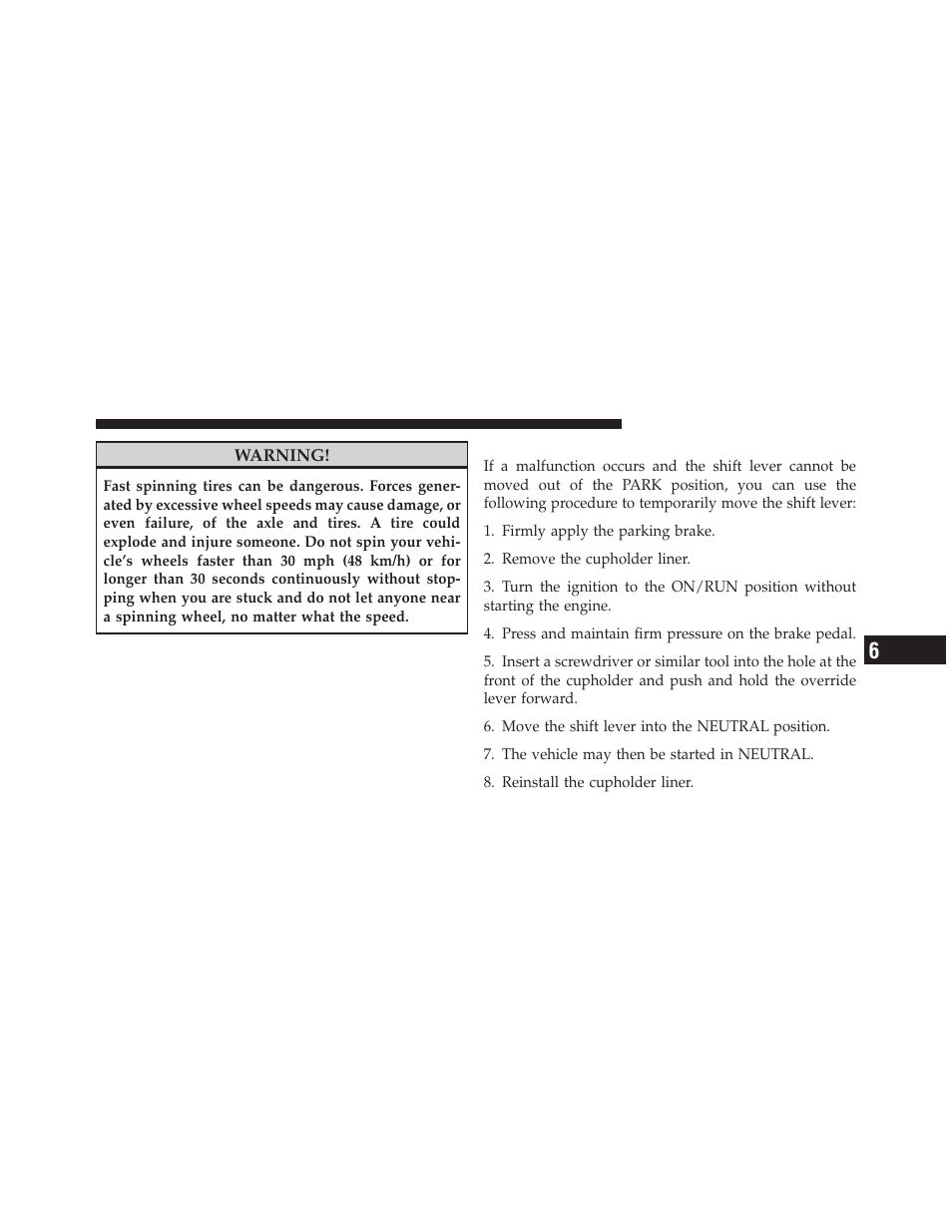 Shift lever override | Chrysler 2011 200 - Owner Manual User Manual | Page 389 / 490
