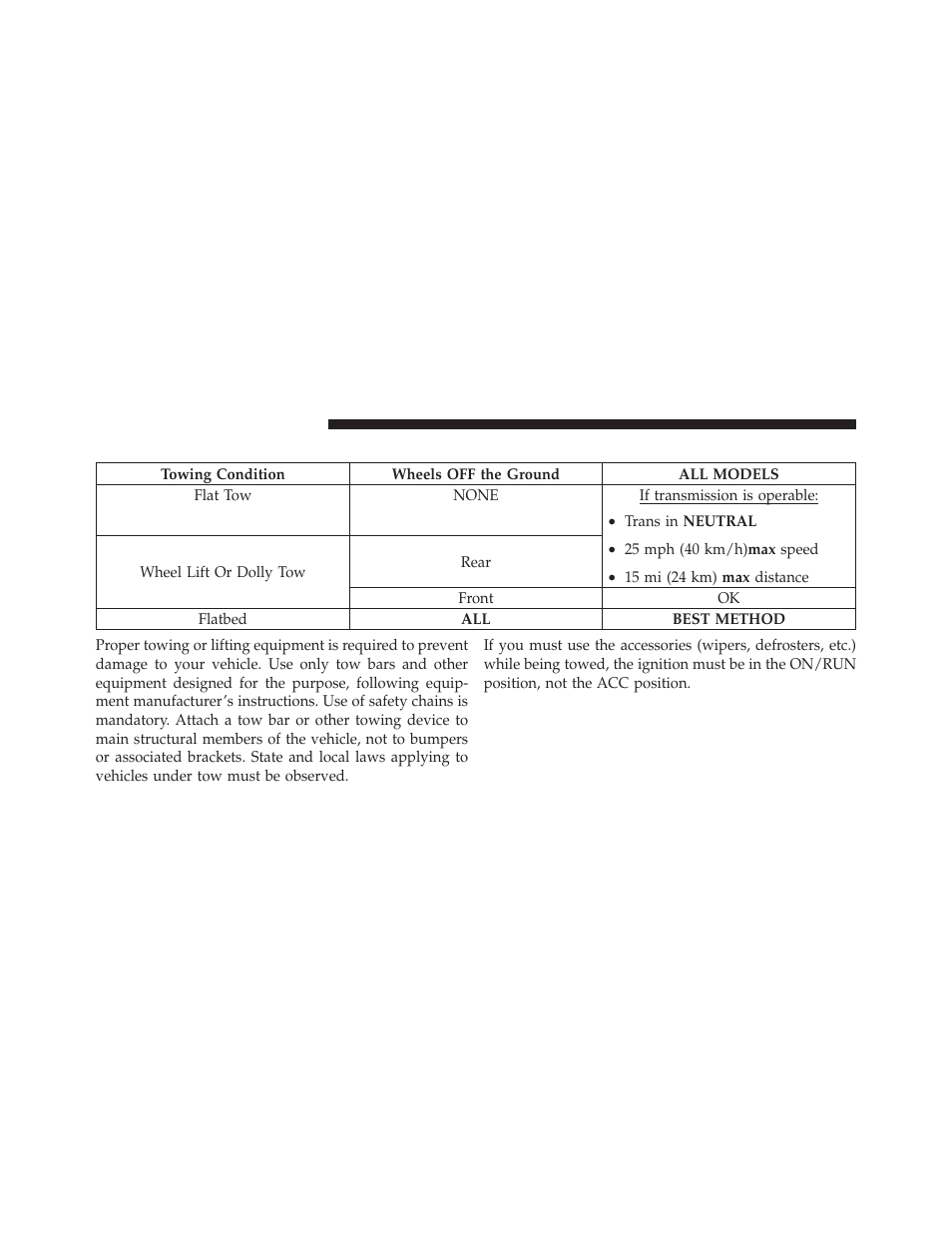 Towing a disabled vehicle | Chrysler 2011 200 - Owner Manual User Manual | Page 390 / 490