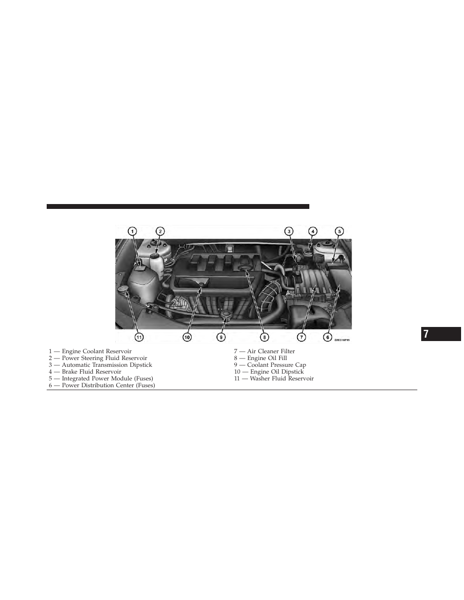 Engine compartment — 2.4l | Chrysler 2011 200 - Owner Manual User Manual | Page 395 / 490